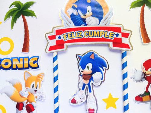 Decorativo Torta Sonic, Decoracion Sonic, Topper Sonic