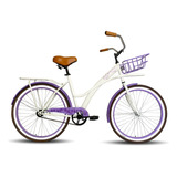 Bicicleta Urbana Black Panther Aruba R26 Color Blanco/morado Con Pie De Apoyo