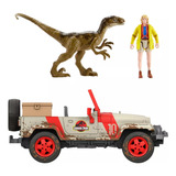 Figuras Dinorasurio Jurassic World Dr Ellie Y Velociraptor