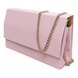 Bolsa Clutch Color Trend Madrinha Casamento Alça Corrente Cor Rosa Pastel