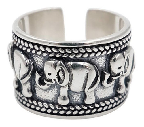 Anillo Elefante Plata 925 - Hippie Boho Hindú Elefantes