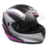 Casco Mujer Italika Abatible Negro Morado Gris Rs Dot 