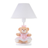 Abajur Quarto Bebê Luminária De Mesa Cômoda Ursinha Ted Rosa