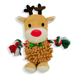 Juguete De Peluche Para Mascota Alce Navidad Con Sonido Color Café