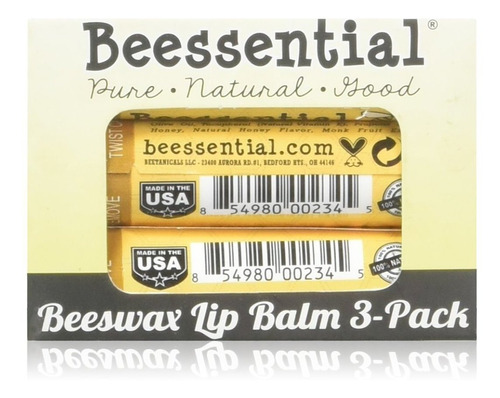 Beessential Cera De Abejas. Bálsamo De Labios, 3 Count