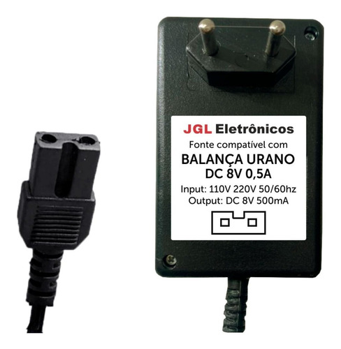 Fonte Carregador Balança Urano 8v 500ma Novo Pop Z/s Bivolt