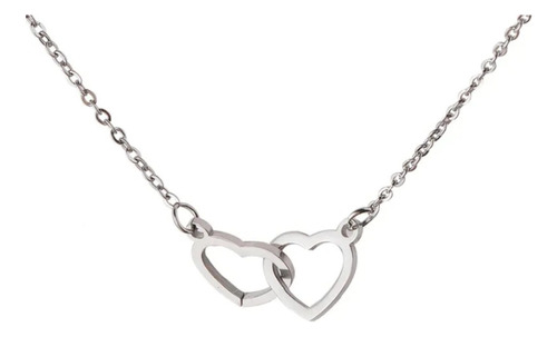 Collar Cadena + Dije Corazón Pareja De Acero Quirúrgico