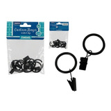 Set De Aros Ganchos Para Cortina De Baño Acero Con Clip 