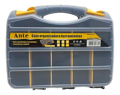 Caja Organizadora De Herramientas Doble 31cmx26cmx7.5cm Color Negro/amarillo