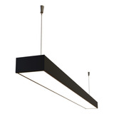 Colgante Line Para 2 Tubo Led Negro Moderno Oficina Estudio