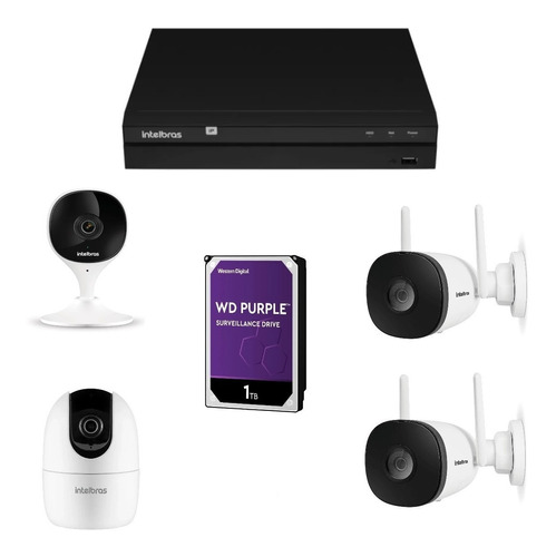 Kit 4 Câmeras Infra 10 Wifi Sf Imx Full Hd Nvr Intelbras 1tb