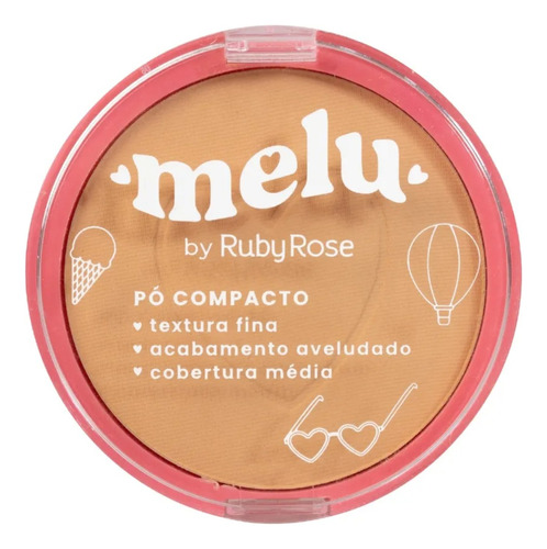 Pó Facial Compacto Melu - Ruby Rose Acabamento Avelulado