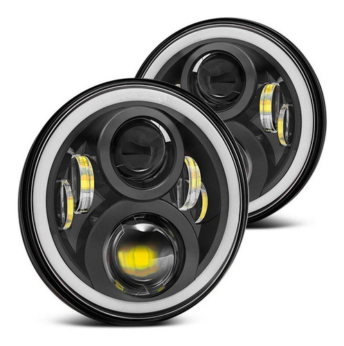 2 Faros Led 7 Pulgadas Ojo Ángel Wrangler Jeep Vocho 100w