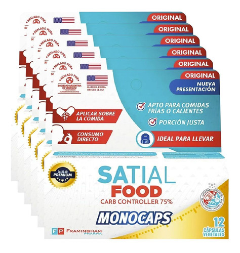 Pack 6 Satial Food Carb Controller Monocaps Bloquea Hidratos