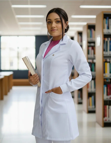 Jaleco Feminino Tradicional Em Gabardine \u002Fmedia\u002Fbiomedicina | Parcelamento sem juros