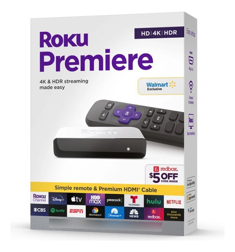 Roku Premiere 4k Hdr Streaming + Control Remoto Color Negro