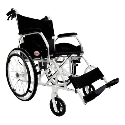 Silla De Ruedas De Aluminio Lona Económica Con Recoge Pies Negro