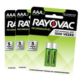 6 Pilhas Recarregável Econômica Rayovac Aaa 600 Mah