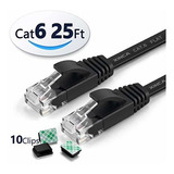 Cable Ethernet Cat6 Cable Lan Plano Gigabit Negro De 5 Pies