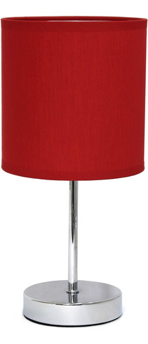Lt2007-red - Mini Lámpara De Mesa Básica Cromada Con Pantall