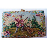 Monijor62-antigua Coleccion Petit Point Cartera Vanity Polve