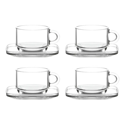 Juego Tazas Cafe Capuchino Con Plato Cristal 270ml 8 Transparente | Envío gratis