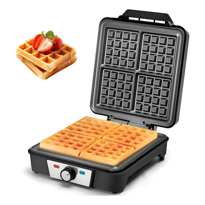 Waflera Eléctrica 4 Waffles, 1200W, Cocción Rápida, Temperatura Ajustable, Antiadherente Fácil de Limpiar - Aigostar | Meses sin interés