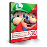Cartão Nintendo 3ds Wii U Switch Eshop Ecash $30 Dolares Usa