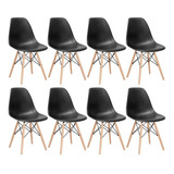 Kit - 8 X Cadeiras Charles Eames Eiffel Dsw Madeira Clara Cor Da Estrutura Da Cadeira Preto