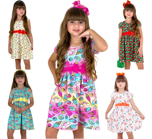 Kit 5 Vestido Infantil Menina Atacado Especial Black Friday 