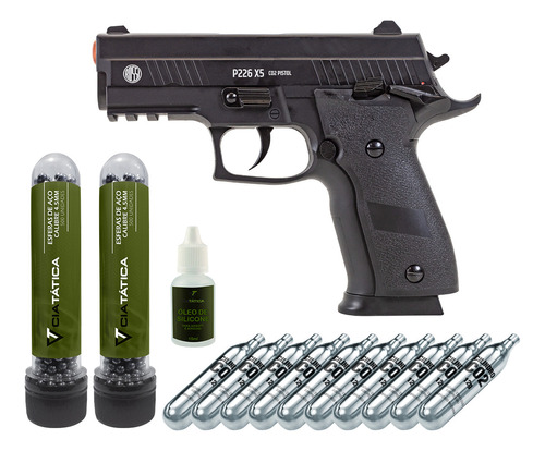 Pistola Co2 Airgun 4.5mm Rossi P226 X-5 Blowback + Munição