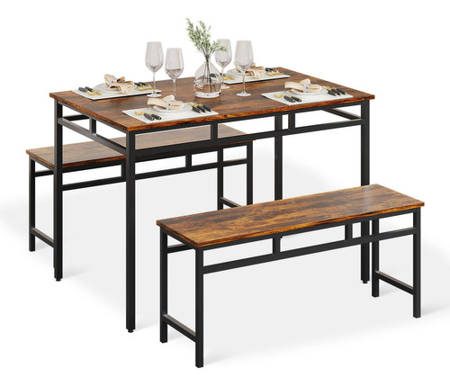 Zerder Mesa De Cocina Y 2 Bancos, Juegos De Mesa De Comedor.