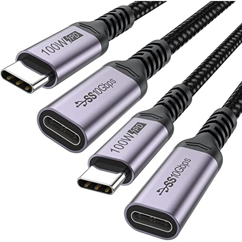 Cable De Extensión Usb C De 6.6 Pies, Paquete De 2, Us...