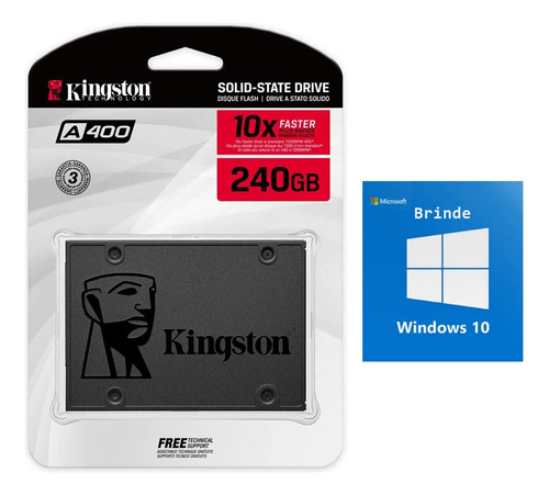 Ssd 240gb Kingston Disco Sólido Interno Sa400s37/240g + Windows 10 Trial Instalado Gpt-uefi