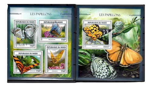 2016 Insectos- Varias Mariposas- Rep Niger (2 Bloques) Mint