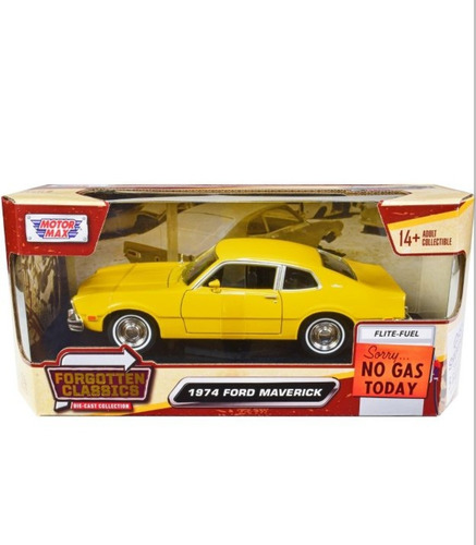 Motormax 1:24 1974 Ford Maverick Amarillo Clásico Caja 1:24