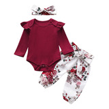 Conjunto De Pantalón Blusa Body Diadema Para Bebé Niña