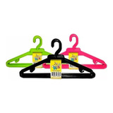 10 Ganchos Para Ropa Niños Plástico Colores 30cm 10 Unidades