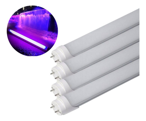 4 Lampada Tubular Led T8 7w 40cm Luz Negra Neon Bivolt