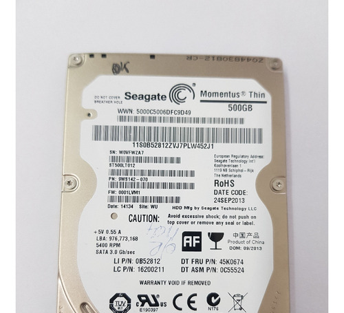 Disco Duro Interno Seagate Laptop Thin Hdd St500lt012 500gb