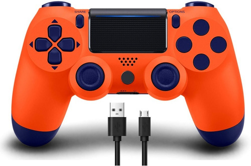 Control Joystick Naranja Orange Compatible Ps4 + Cable Usb