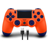 Control Joystick Compatible Ps4 Pc Celular Naranja + Cable