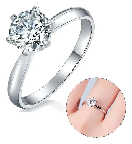 Anel Solitário Moissanite Noivado Casamento Prata 1 Quilate