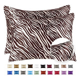 Almohada De Satin Luxury - Estampado Zebra - 2 Fundas