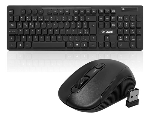 Teclado E Mouse Sem Fio Wireless 2.4ghz Abnt2 A Pilha