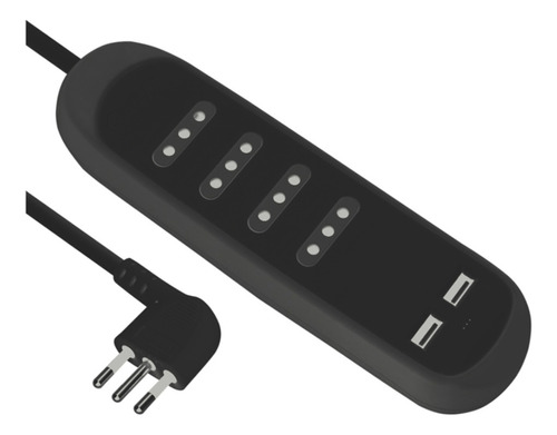 Alargador Zapatilla Mutiple 4 Tomas + 2usb-a 3 Mts Negro