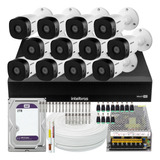 Kit Cftv 12 Cameras Full Hd Dvr Intelbras 1016 2tb Wd Purple