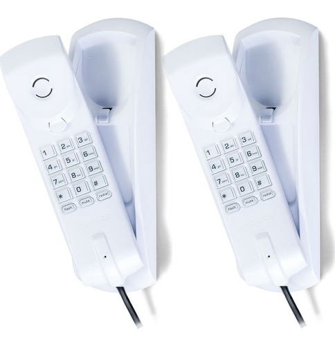 Kit 02 Telefones Com Fio Gôndola Branco Tc 20 Intelbras