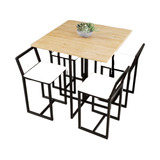 Conjunto Mesa 4 Cadeiras Estofado E Madeira Industrial Black