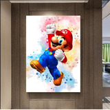 Cuadro Decorativo Super Mario Efecto Acuarela Canvas 60x90cm